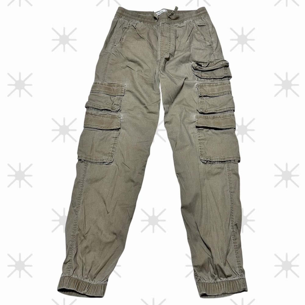 Abercrombie Kids Cargo Jogger Pants Khaki Size 11/12 Elastic Waist Comfy Sporty
